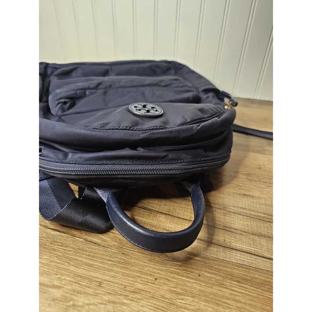 Tory Burch Ella Navy Blue Nylon Backpack Travel School
